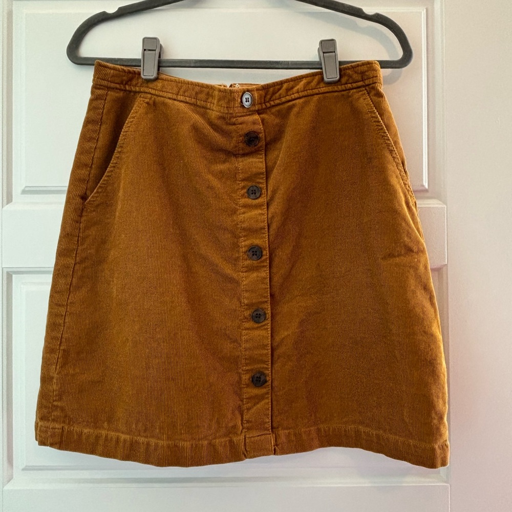 J. Crew Brown Button-Front A-Line Skirt